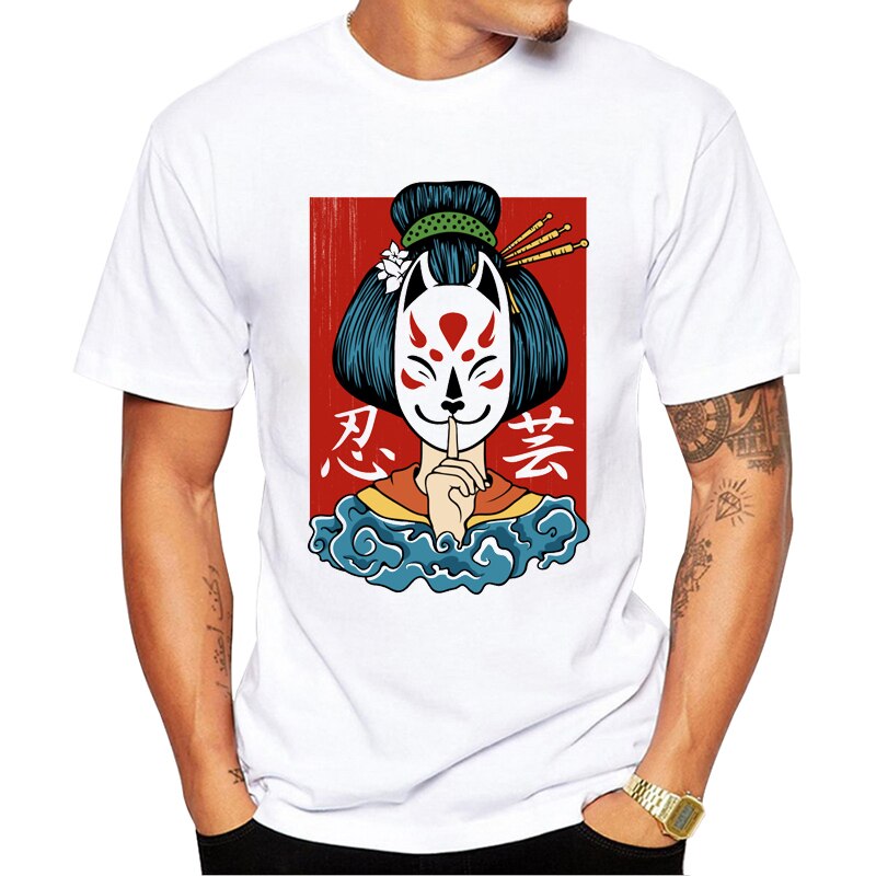 t-shirt geisha kitsune