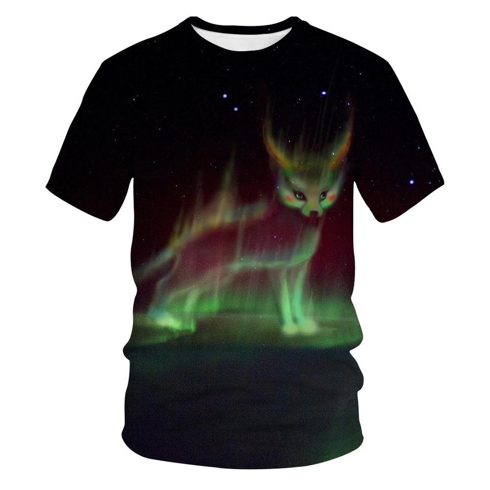 T-shirt renard aurores boréales