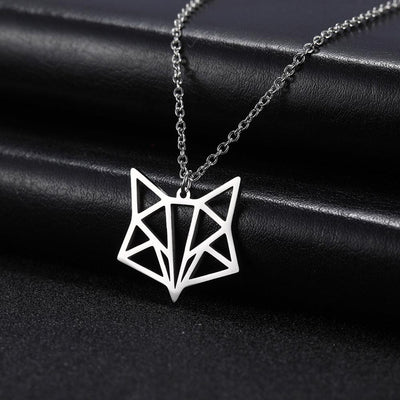 collier renard origami argent