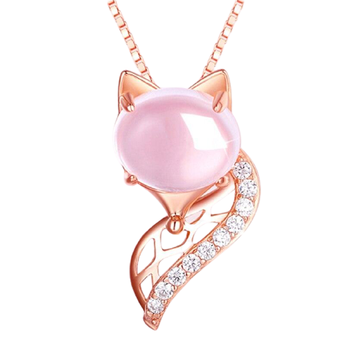 collier renard perle rose