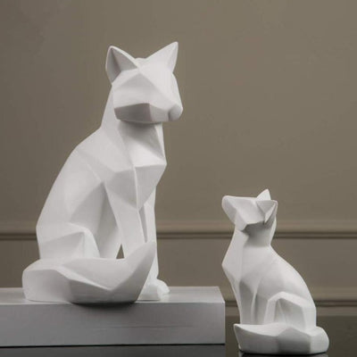 statue renard origami blanc