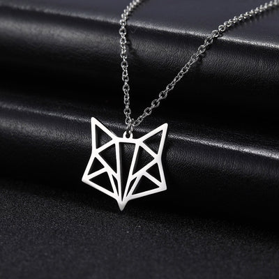 collier renard origami argent