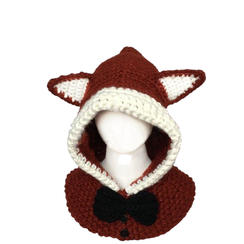 bonnet capuche renard roux