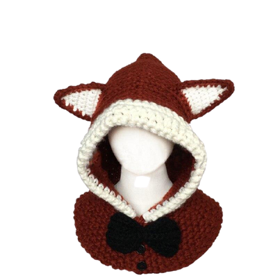 bonnet capuche renard roux