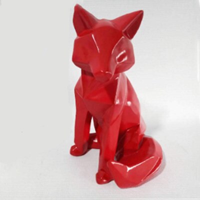 statue renard origami rouge