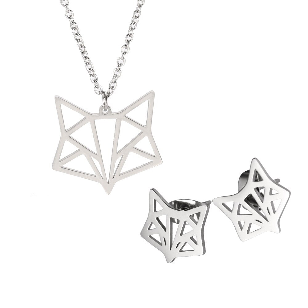 collier renard origami argent