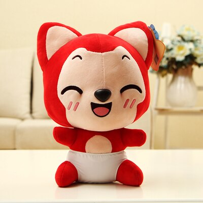 peluche renard rouge yeux fermés bébé