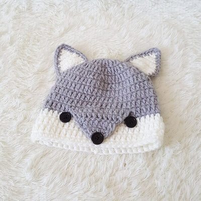 bonnet renard fille tricot gris