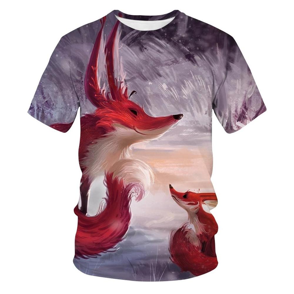 t-shirt renard peinture hiver