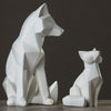 statue renard origami blanc