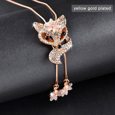 collier renard diamant or