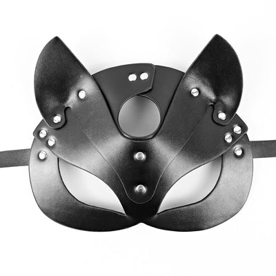 masque renard cuir noir