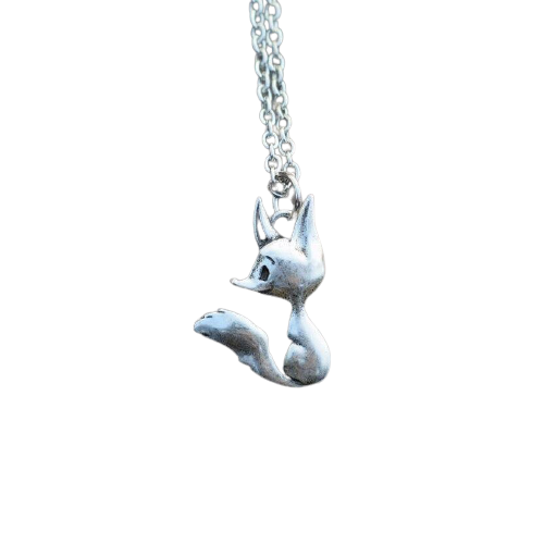 Collier Renard Cartoon Mignon Argent