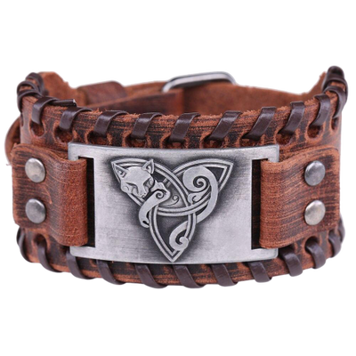 Bracelet Renard Viking Triquetra Cuir