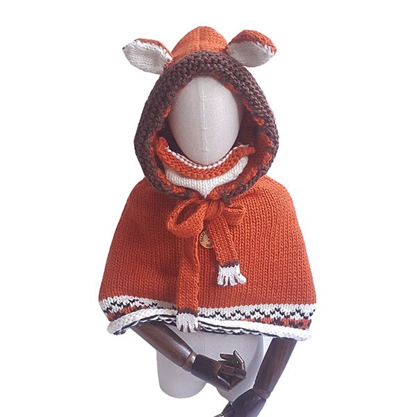 Bonnet Roux Bonnet Renard Cagoule + Cape 2 pièces Enfant | La Boutique du Renard