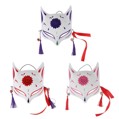 masque renard japonais rouge violet et rose