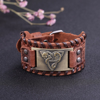 Bracelet Renard Viking Triquetra Cuir