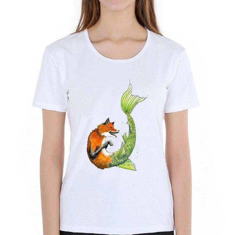 t-shirt renard sirène femme