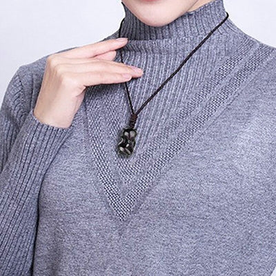 collier renard totem obsidienne