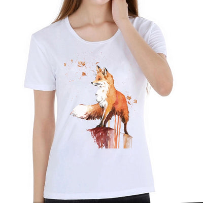 t-shirt femme renard roux peinture