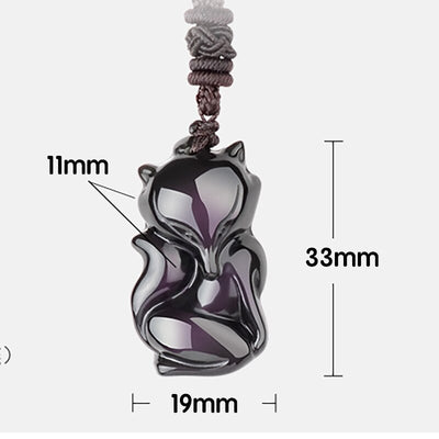 collier renard totem obsidienne