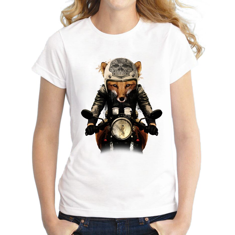 T-shirt renard femme motard