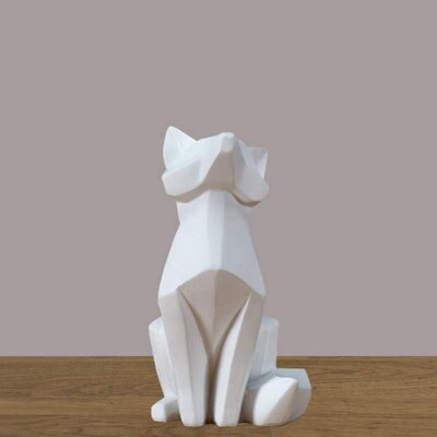 statue renard origami blanc