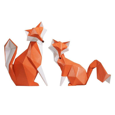 statue renard origami roux