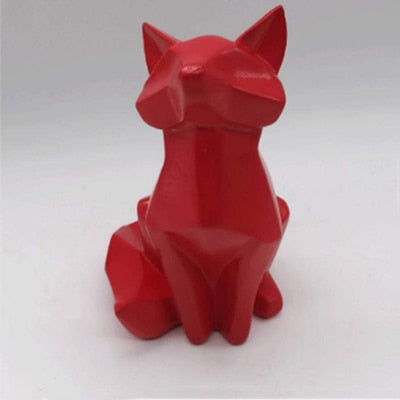 statue renard origami rouge