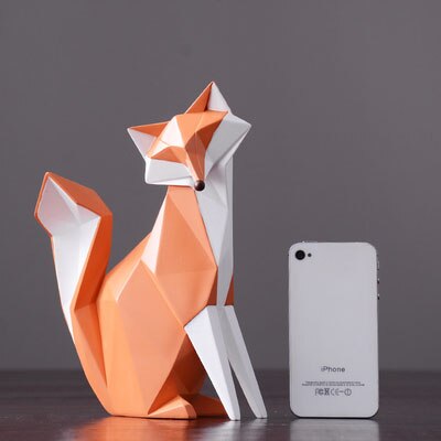 statue renard origami roux