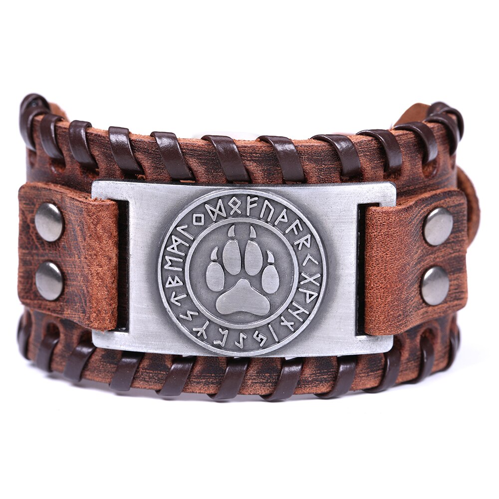 bracelet renard viking cuir