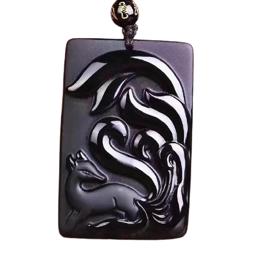 Collier Renard Homme Obsidienne