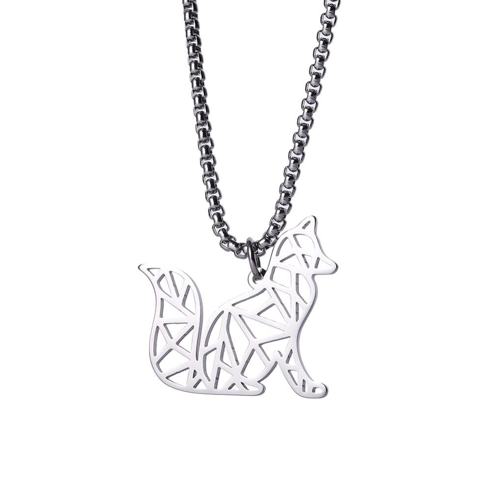 collier renard homme origami argent