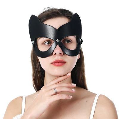 masque renard cuir noir