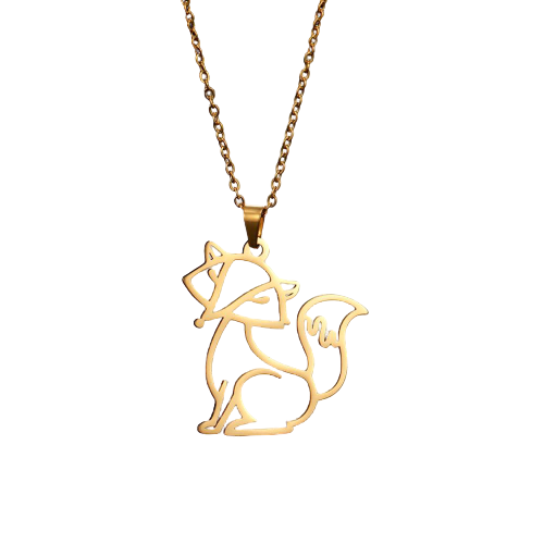 collier renard silhouette or