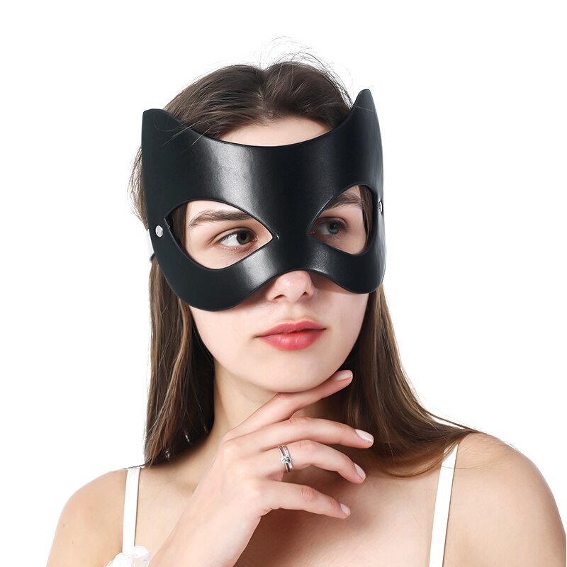 masque renard cuir noir