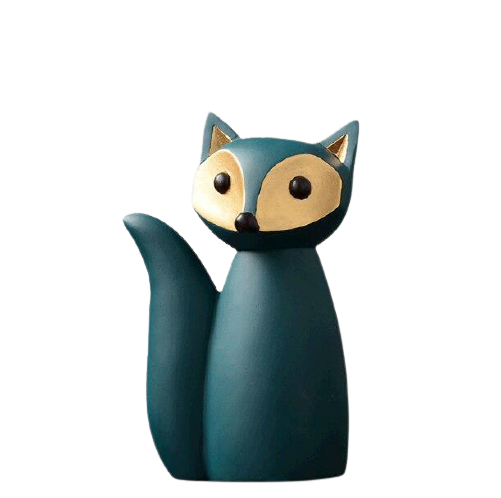 Statue Renard Design Bleue