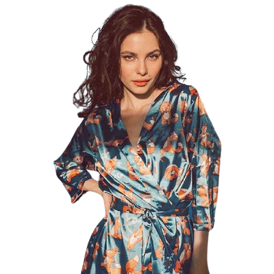 Pyjama Renard Femme Robe Élégance Bleue