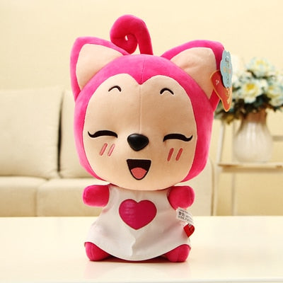 peluche renard rose bébé yeux fermés