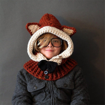 bonnet capuche renard roux