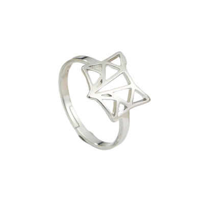 bague renard origami argent