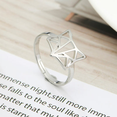 bague renard origami argent