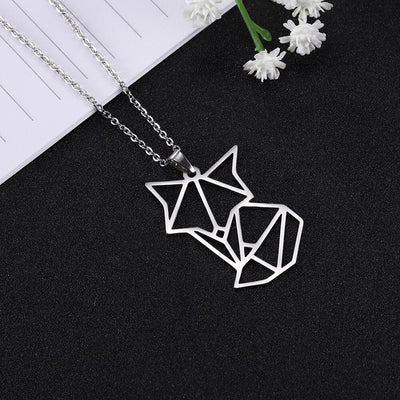 collier renard origami argent