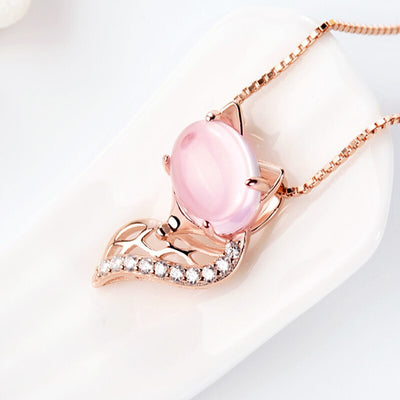 collier renard perle rose