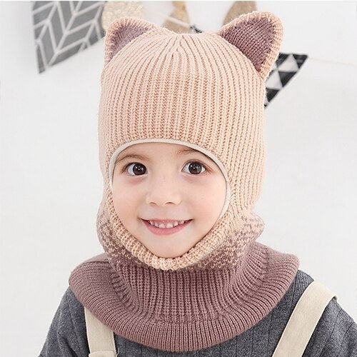 Bonnet Cagoule Renard Tricot Enfant